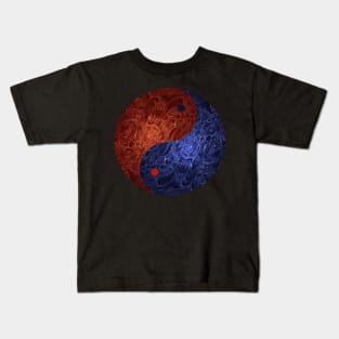 Blue And Red Yin Yang Kids T-Shirt